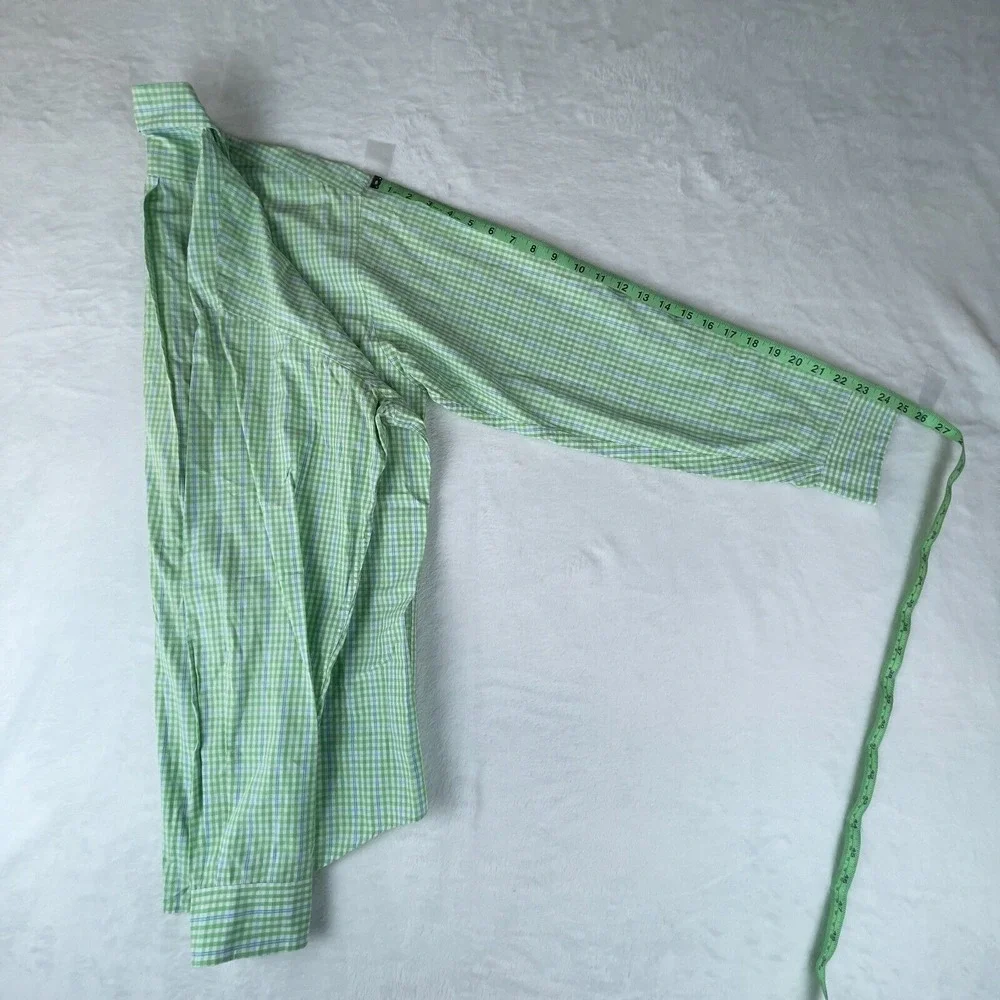 J.CREW Shirt Mens Large Green Check Cotton Long Sleeve Casual Collar Button Down